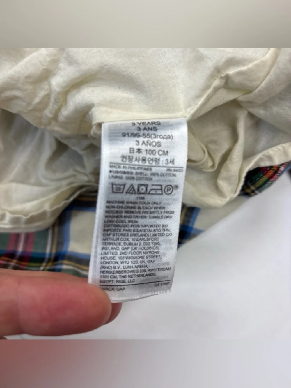 Baby Gap 3 Year Dress Plaid Tiered Peasant Prairie Flannel Cotton Red White Blue